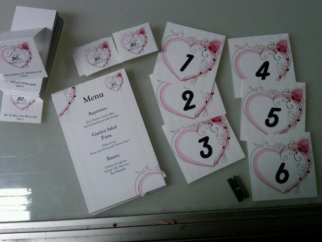 Menus and table Signs